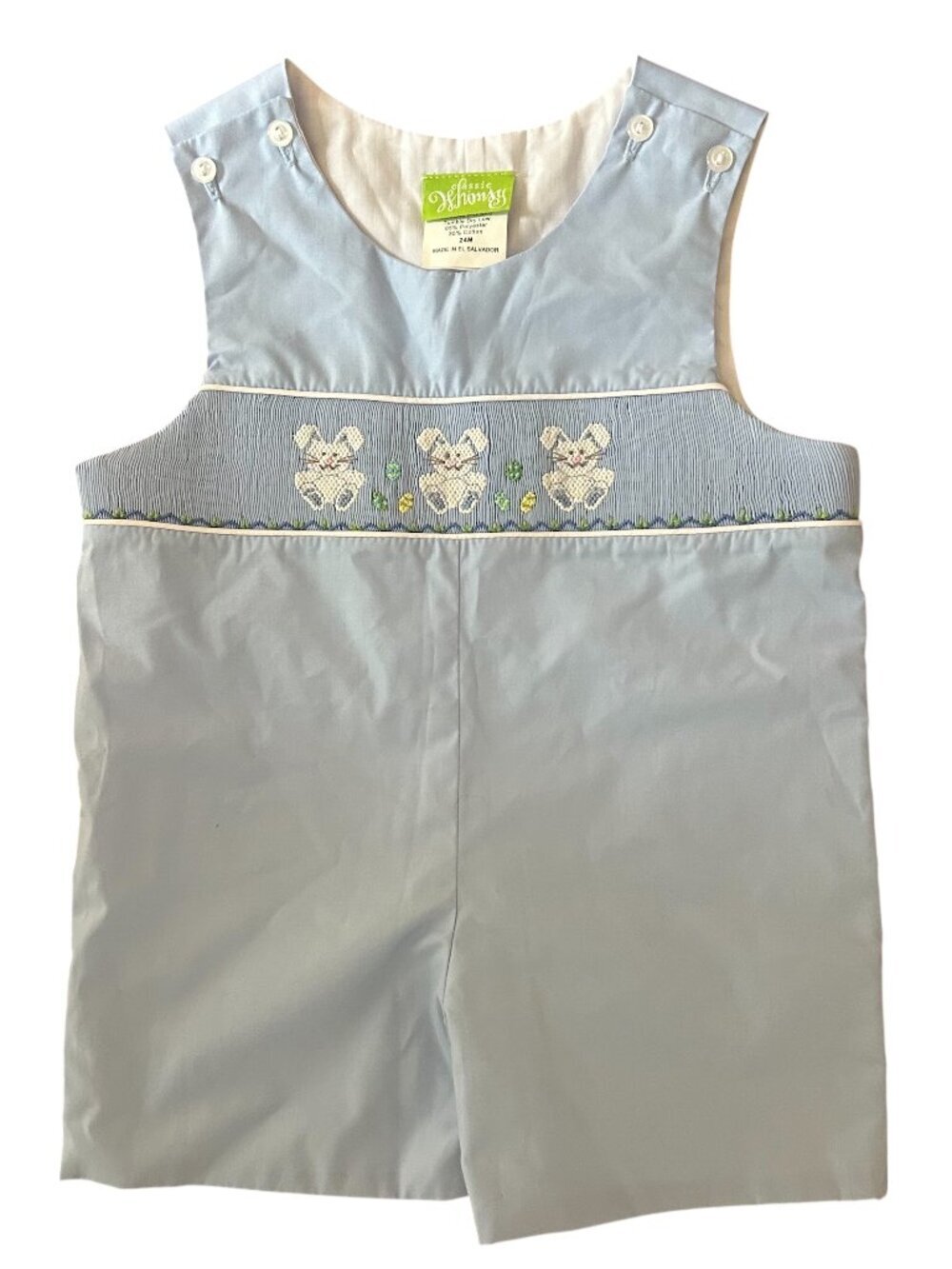 Classic Whimsy Boutique Smocked Easter Bunny Jon Jon Size 24 months Toddler Boy